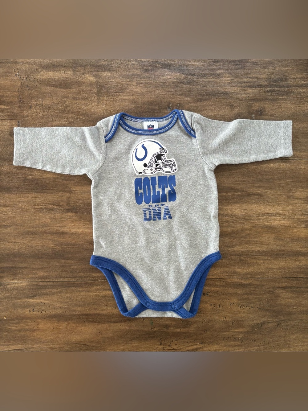 NFL Colts Gray and Royal Blue Infant One-Piece Bodysuit